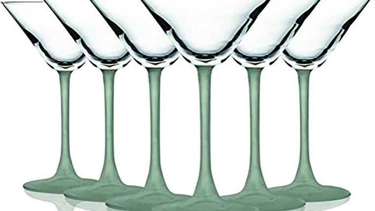 Martini Glass –  Frost Accent Stem 10 oz Martini/Cocktail Wine Glasses – Set of 6 Additional Vibrant Colors Available | Rental