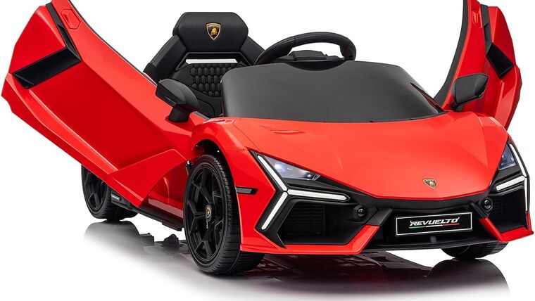 12V Licensed Lamborghini Revuelto Children’s Electric Vehicle, Power Wheels with Parent Remote Control, Kids’ Ride on Sports Car, Hydraulic Doors, LED Lights, MP3，USB, AUX, Bluetooth- Red | Rental