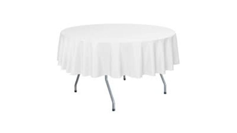 Polyester | 72″ Round White Polyester Tablecloth | Rental