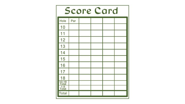 Holes 10-18 Mini Golf Score Card | Rental
