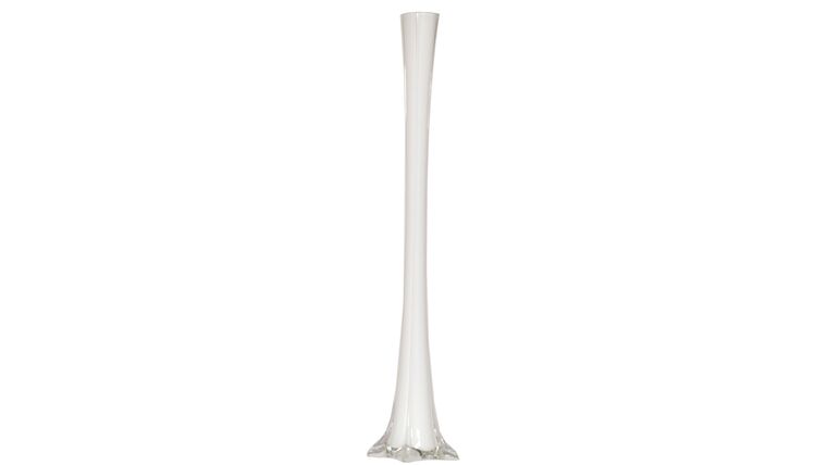 16″ White Glass Eiffel Tower Vase | Rental 16″ White Glass Eiffel Tower Vase | Rental