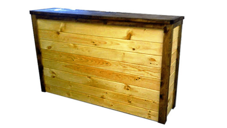 4’ Pine Bar w/Dark Rails | Rental