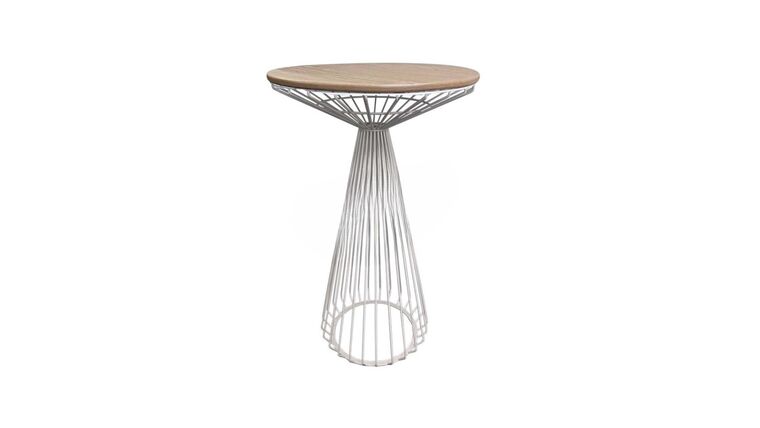 Hawaii Bar Table – White w Oak Wooden Top | Rental