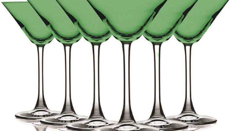 Martini Glass – Light Green Top Accent 10 oz Martini/Cocktail Wine Glasses – Set of 6 by TableTop King – Additional Vibrant Colors Available | Rental Martini Glass – Light Green Top Accent 10 oz Martini/Cocktail Wine Glasses – Set of 6 by TableTop King – Additional Vibrant Colors Available | Rental