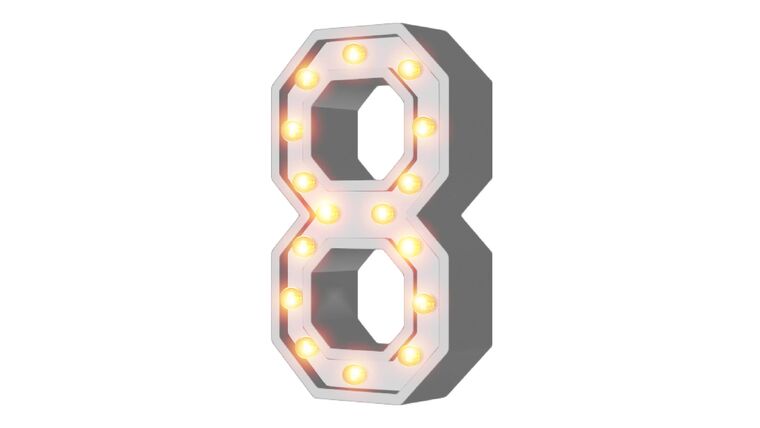 4′ Wood Marquee Number – White – #8 | Rental