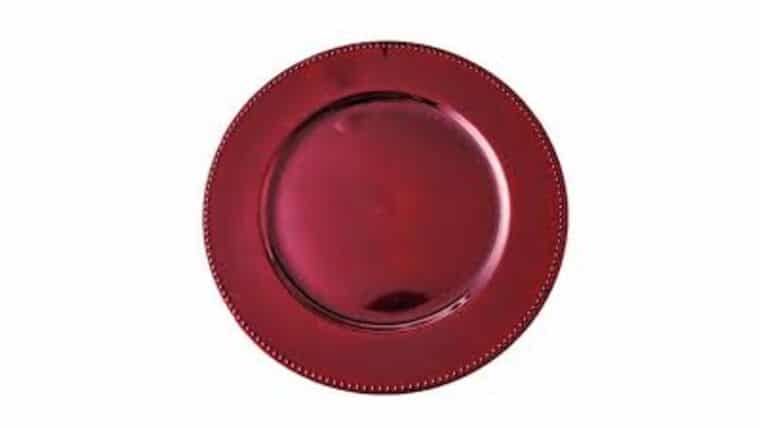 Beaded Acrylic Charger Plate – Burgundy | Rental