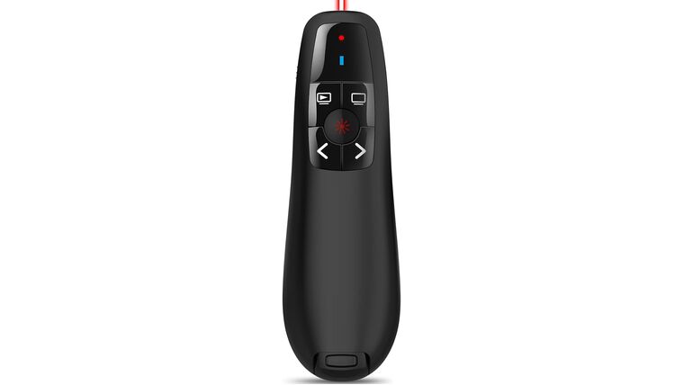 Wireless PowerPoint Remote Presentation Clicker: Battery Operated Presenter PPT Slide Advancer with Red Pointer | 100Ft Control Range | Plug & Play via USB | Ergonomic Design – Universal Compatibility | Rental