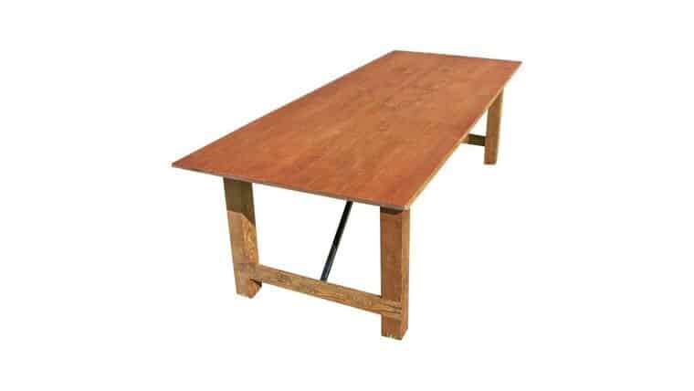 Farm Table | 8′ x 40” | Straight Leg | Black Grain | Rental
