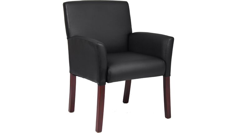 Arm Faux Leather Guest Chair, Black/Mahogany | Rental Arm Faux Leather Guest Chair, Black/Mahogany | Rental