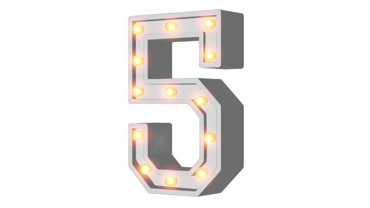 4′ Wood Marquee Number – White – #5 | Rental