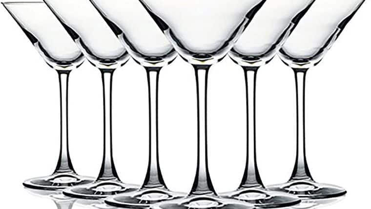 Martini Glass –  Clear Accent Stem 10 oz Martini/Cocktail Wine Glasses – Set of 6 by TableTop King – Additional Vibrant Colors Available | Rental