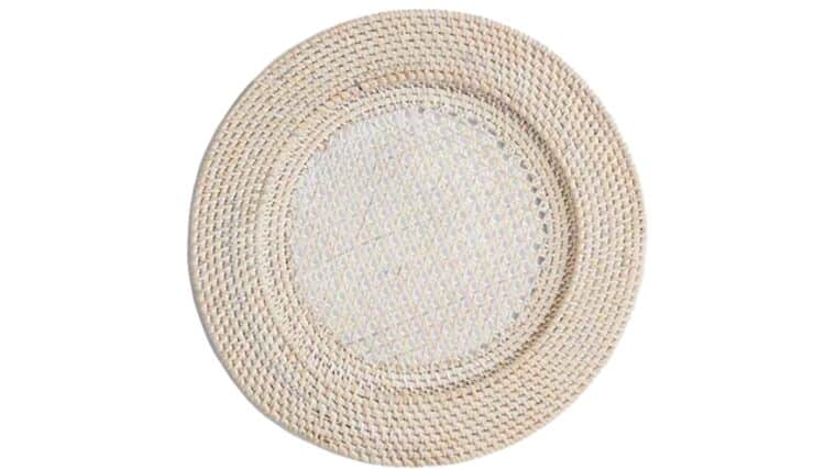 Rattan Round Charger Plate – White Wash | Rental