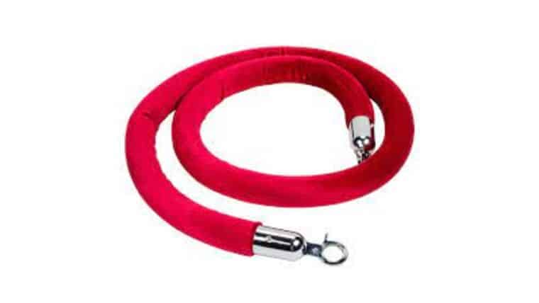 10′ Red Velour Stanchion Rope With Black Snap Clasp | Rental