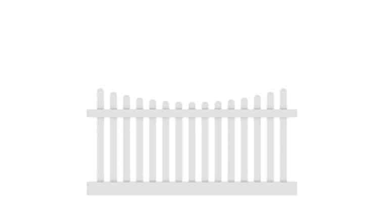 8′ x 4′ White Barrette Elite Lennox Scalloped Picket Vinyl Fence Panel | Rental