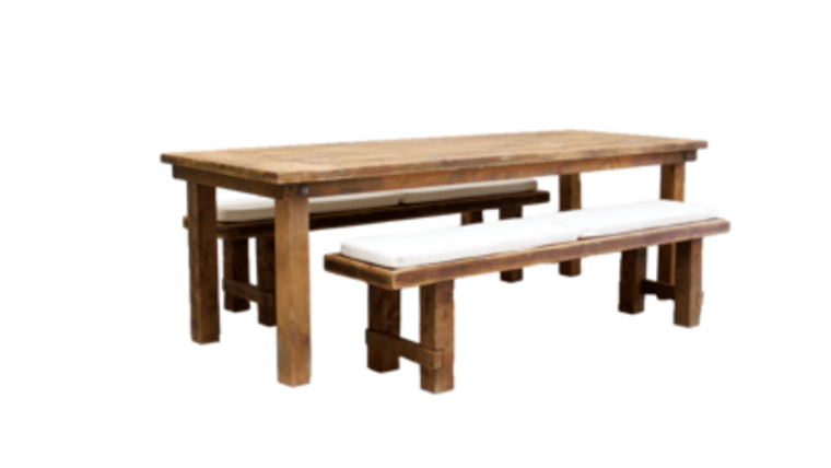 Package – 1 Honey Brown Farm Table With 2 Long Benches Package | Rental