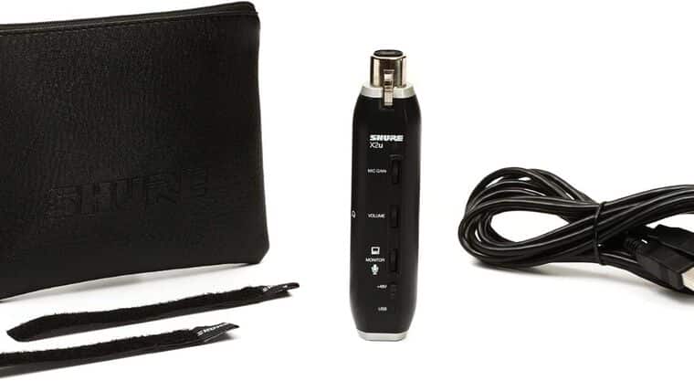 Shure X2u XLR-to-USB Signal Adapter with Headphone Jack, Integrated Pre-amp with Mic Gain Control, Zero-Latency Monitoring, +48V Phantom Power for Condenser Microphones, 3m USB Cable and Storage Pouch | Rental