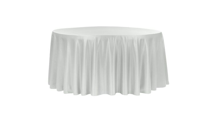 Lamour Satin 120″ Round Tablecloth – Grey/Silver | Rental