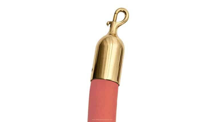 8′ Pink Polyester Velour Stanchion Rope w/Polished Brass Snap Hook End | Rental