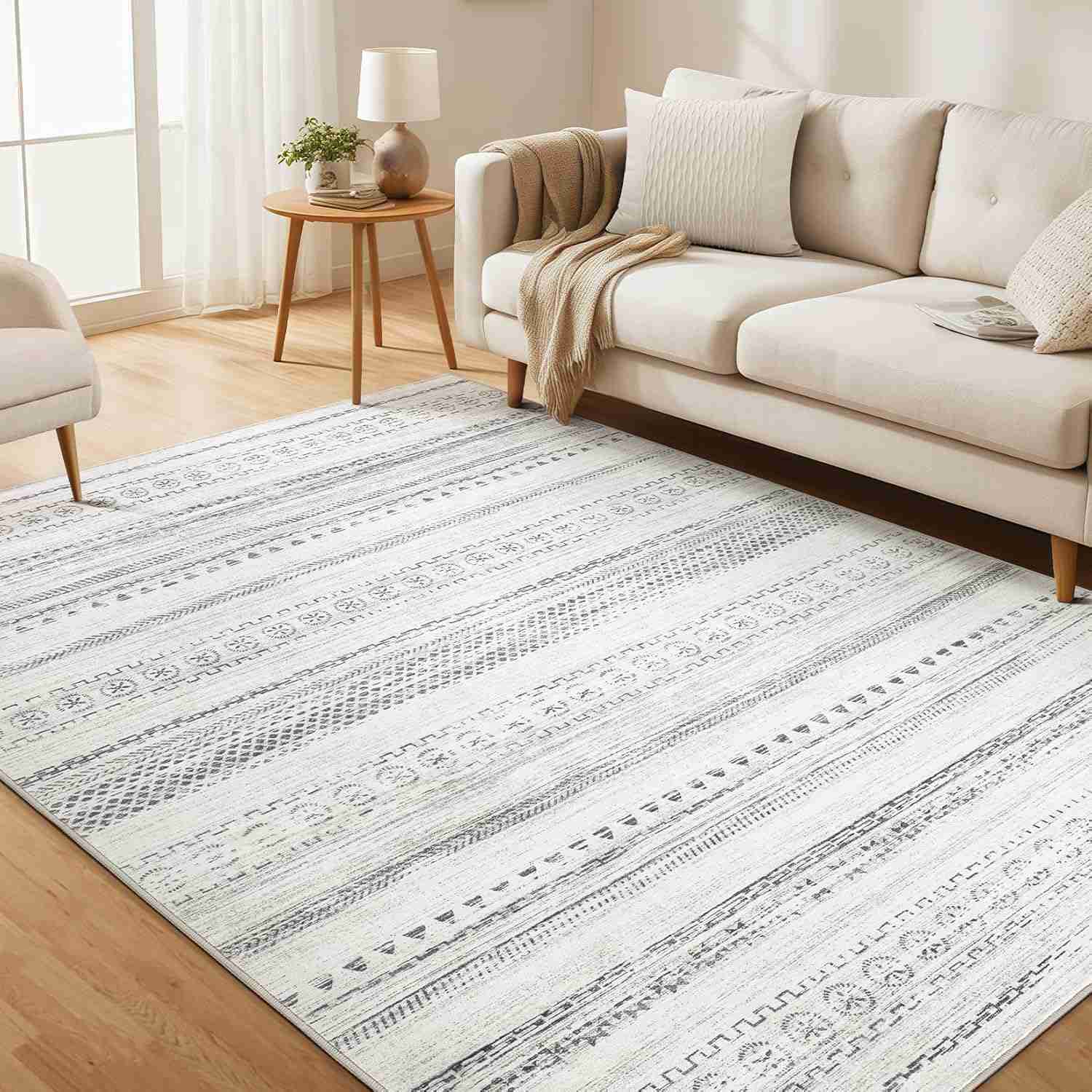 Area Rug Living Room Rugs – 5×7 Washable Boho Farmhouse Bohemian Neutral Large Moroccan Geometric Soft No Slip Indoor Rug Thin Floor Carpet for Bedroom Under Dining Table Home Office – Grey : Home & Kitchen | Rental