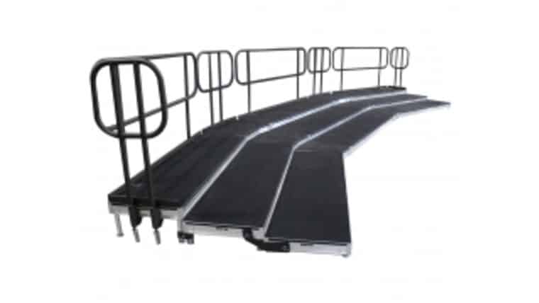 Curved | 102-138 Person (33’1″w x 12’4″d) – 4 Step Standing Choir Riser Package | Rental