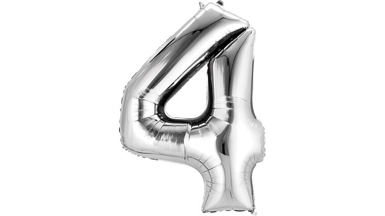 34″ Silver Number 4 Anagram Balloon | Purchase