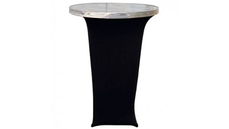 30″ Round Aluminum Swirl High Boy Table w/White Spandex | Rental 30″ Round Aluminum Swirl High Boy Table w/White Spandex | Rental