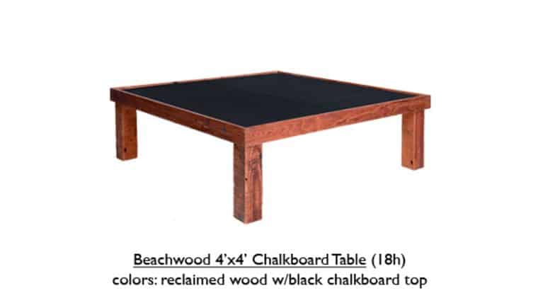 Farm Table | Beechwood Chalkboard | 4′ x 4′ x 18″ | Rental