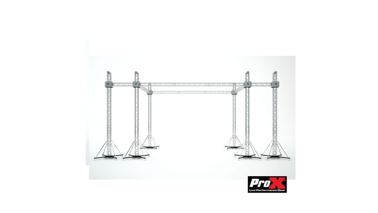 Flat Stage Roofing System with 7 Ft Speaker Wings and 6 Chain Hoists | 30 Ft W x 20 Ft L x 23 Ft H | Rental