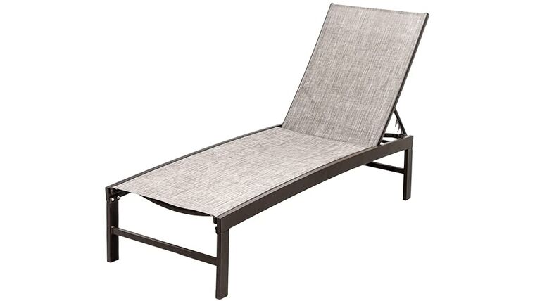 Aluminum Adjustable Chaise Lounge Chair Outdoor Five-Position Recliner, Curved Design – Beige | Rental