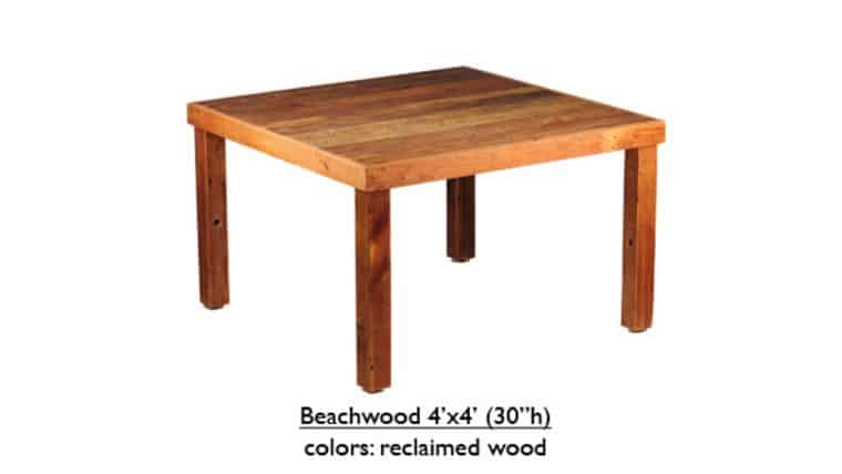 Farm Table | Beechwood | 4′ x 4′ 30″h | Rental