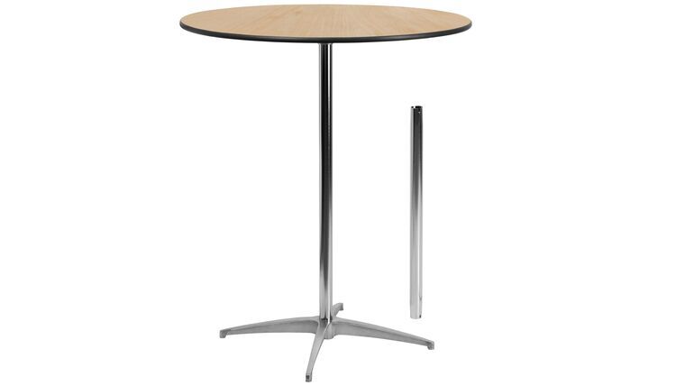 Cocktail Table – 36″ Round High Boy Kit – Wood | Rental