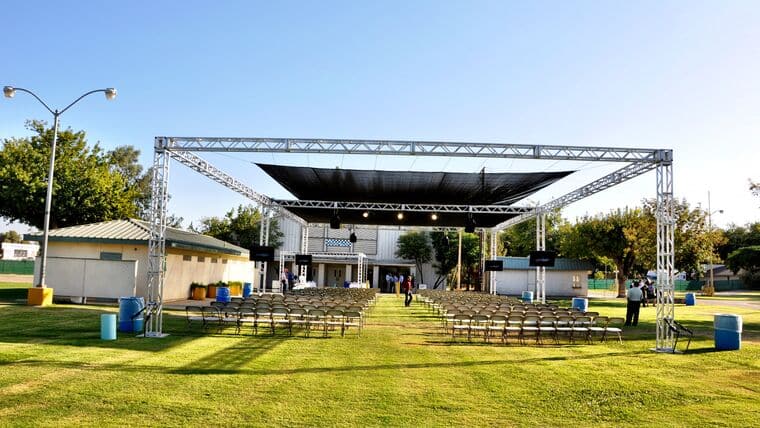 Package – 40′ x 120′ x 10′ Truss Structure w/ 70% Scrim Top | Rental