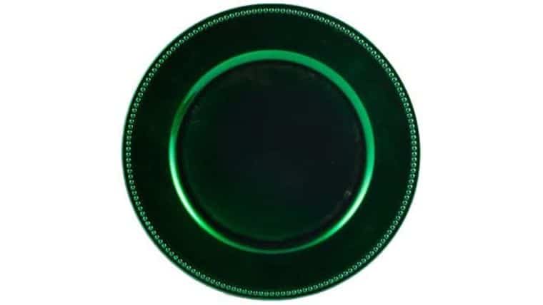 Beaded Acrylic Charger Plate – Forest Green | Rental