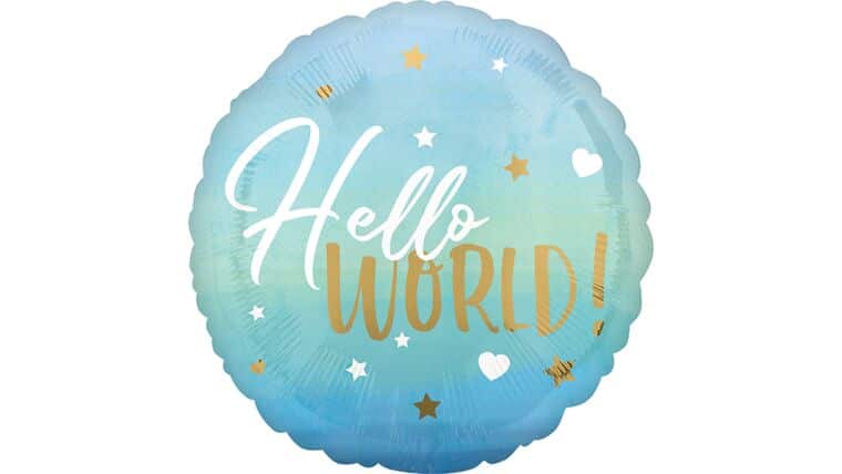 18″ Blue Baby Boy Hello World Anagram Balloon | Purchase