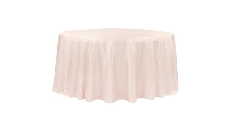 Crushed Taffeta 132″ Round Tablecloth – Blush/Rose Gold | Rental