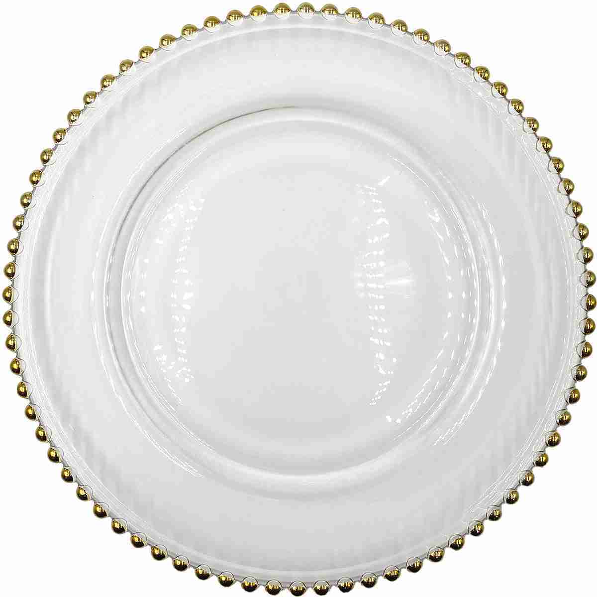 Beaded – Glass Charger Plate in Gold (Item # 0239) | Rental
