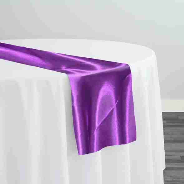 Bridal Satin Table Runner in Plum 555 | Rental
