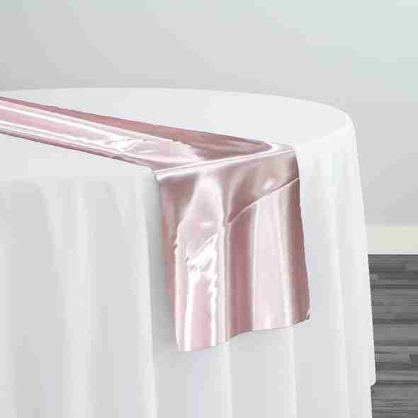 Bridal Satin Table Runner in Rose Powder 318 | Rental
