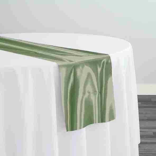 Bridal Satin Table Runner in Sage 152 | Rental