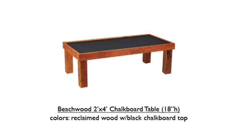 Farm Table | Beechwood Chalkboard Table | 2′ x 4′ x 18″h | Rental