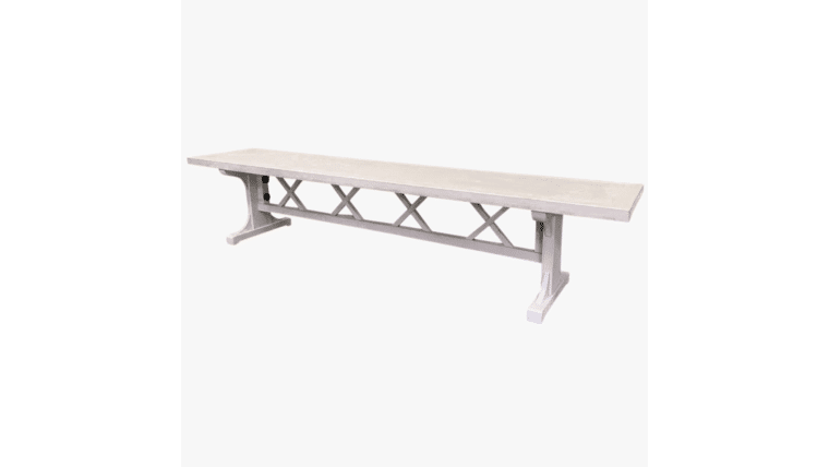 Colonial Farm Bench – Whitewash | Rental