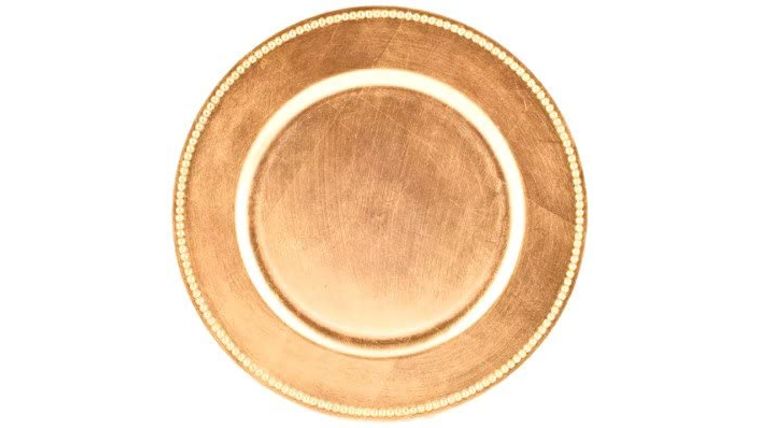 Beaded Acrylic Charger Plate – Gold | Rental