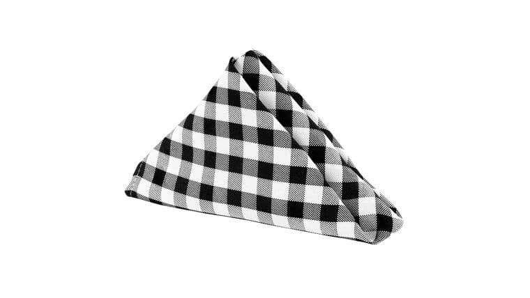 Polyester | 1/2″ Gingham Checkered 20″ x 20″ Napkin – Black & White | Rental