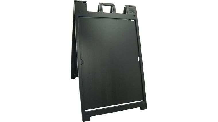 Plasticade Signicade Deluxe A Frame Durable Folding Double Sided Portable Sidewalk Curb Sign Display with Quick-Change System, Black | Rental Plasticade Signicade Deluxe A Frame Durable Folding Double Sided Portable Sidewalk Curb Sign Display with Quick-Change System, Black | Rental