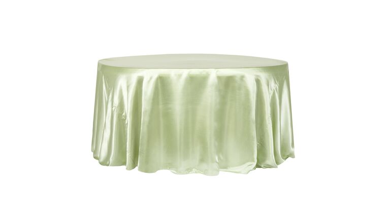 Satin 120″ Round Tablecloth – Sage Green | Rental
