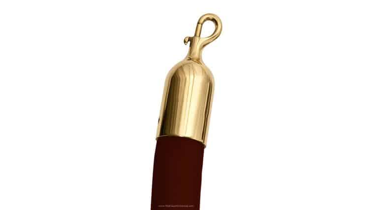 8′ Naugahyde Stanchion Rope w/Polished Brass Ends – Brown | Rental