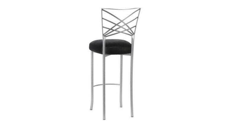 Silver Chameleon Fanfare Barstool w/Black Pad | Rental