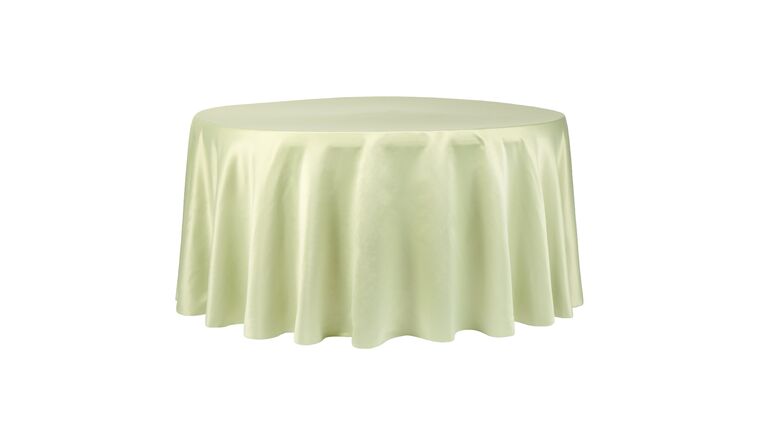 Lamour Satin 120″ Round Tablecloth – Sage Green | Rental