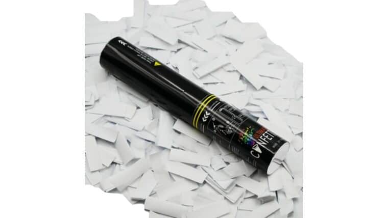 11″ White Tissue Confetti Single Use Cannon | Purchase 11″ White Tissue Confetti Single Use Cannon | Purchase
