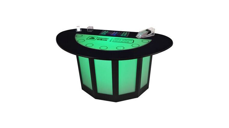 Blackjack – 6′ Illuminated LED White Blackjack Casino Table Game Kit | Rental
